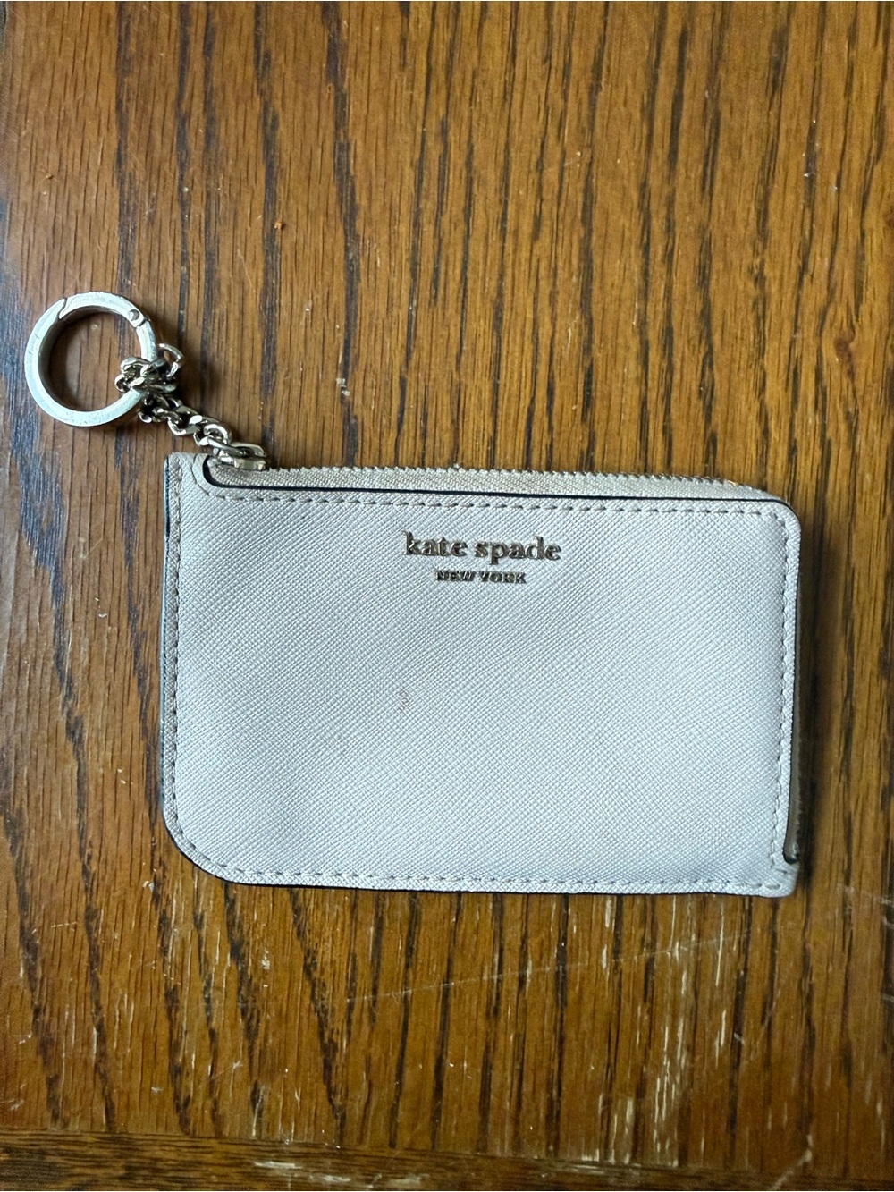 kate spade New York Cream Cardholder Keychain with Gold Logo
